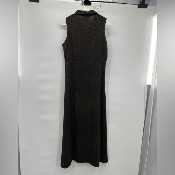Emanuel Ungaro brown polka dot dress sleeveless maxi size 6/40 - Picture 6 of 11